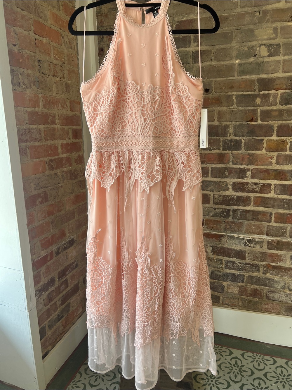 Lace Appliqué Pink Dress